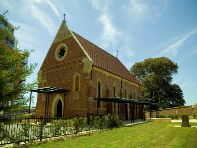 Front view of St Magdalen's Chapel at Tempe House