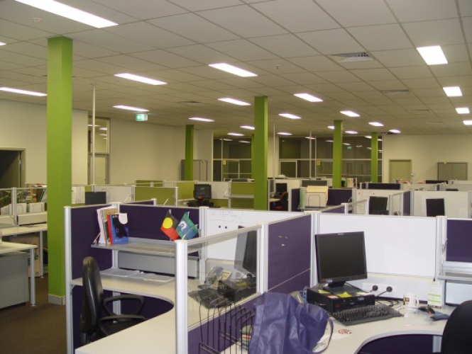 Oxfam office fitout workstation clusters